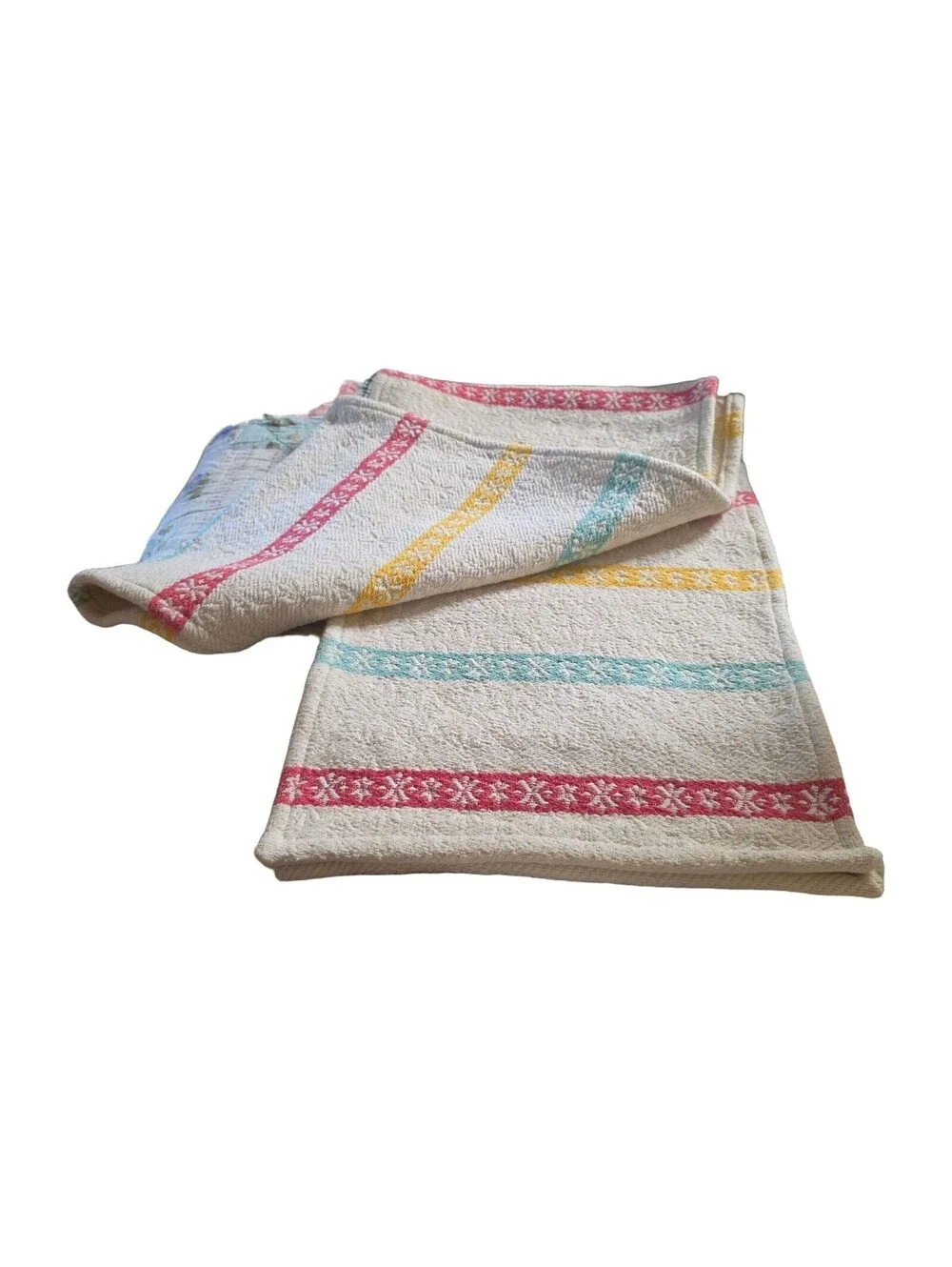 The Pioneer Woman 14x84 Multi Stripe Woven Table Runner Teal Red Yellow - Pre